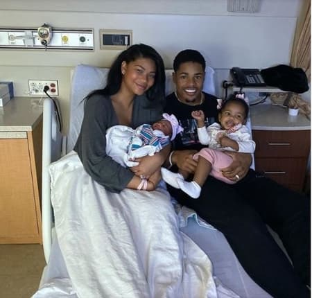 Chanel Iman and Sterling Shepard with their two daughters
